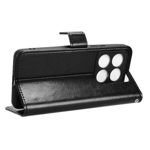 Pattintható tok a Xiaomi 14T, Crazy Horse Wallet, fekete
