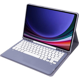 Tok + billentyűzet Samsung Galaxy Tab S9+, Leather Pen Slot, lila