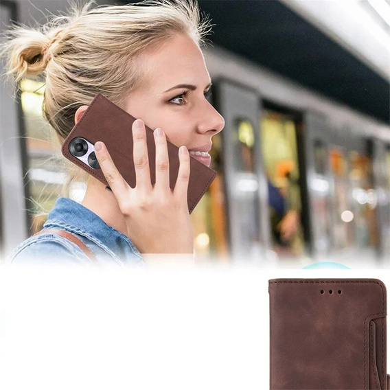 Pattintható tok a Oppo Reno 11F 5G, Card Slot, barna