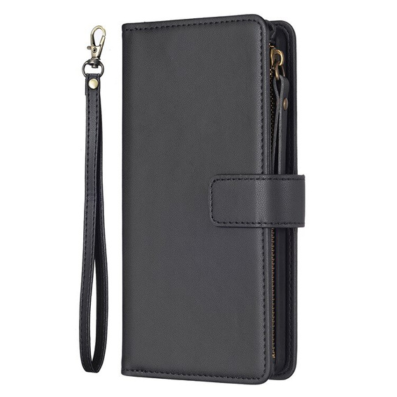 Pattintható tok a Xiaomi Redmi 13C / Poco C65, Wallet Zipper Pocket, fekete