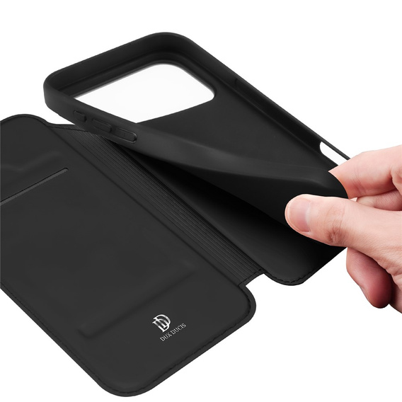 Dux Ducis tok iPhone 17 Pro Max, Skin Pro, pánttal, kártyafoglalattal, fekete