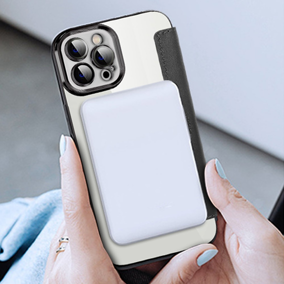 Pattintható tok a iPhone 12 Pro, RFID Wallet MagSafe CamShield, fekete