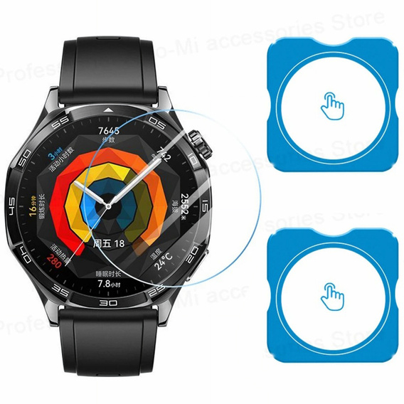 2x ERBORD edzett üveg a Huawei Watch GT 5 46mm-es órájához, rögzítőkerettel