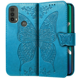 Pattintható tok a Motorola Moto E40/E30/E20, Butterfly, kék