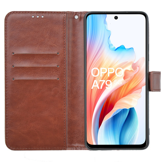 Pattintható tok a Oppo A79 5G, Crazy Horse Wallet, barna