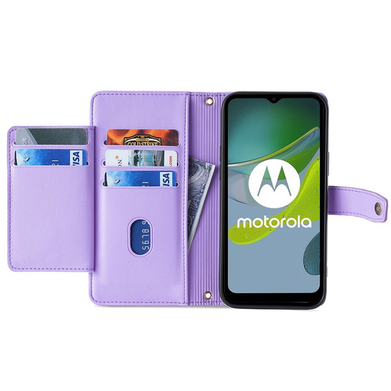 Pattintható tok a Motorola Moto G73 5G, Wallet Zipper Pocket, lila