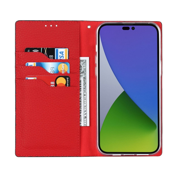 Pattintható tok a iPhone 14 Pro, Litchi Skin Grain, fekete