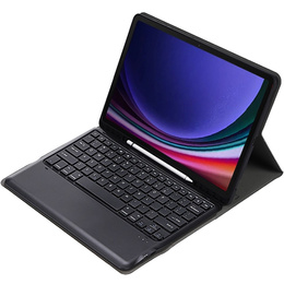 Tok + billentyűzet Samsung Galaxy Tab S9+, Leather Pen Slot, fekete