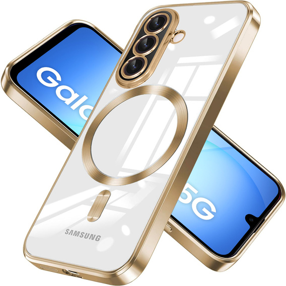 Tok Samsung Galaxy A17 5G, Electro MagSafe, átlátszó, arany oldalakkal