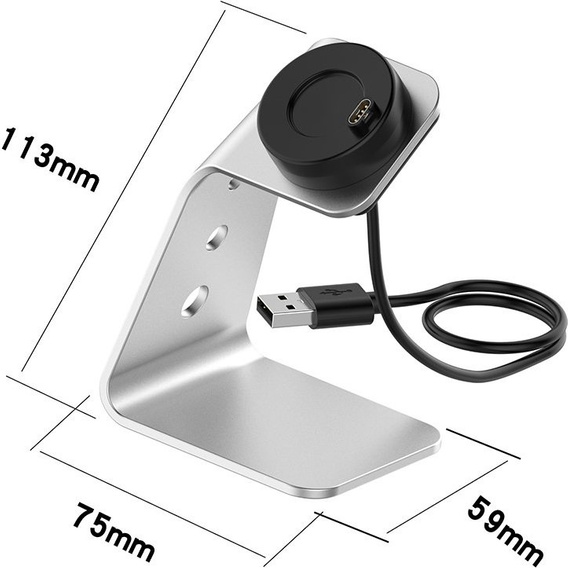 Alumínium USB dokkolóállomás a Garmin Fenix 7/7S/7X/6/6X/6S/6S készülékhez, ezüst színű