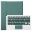 Tok + billentyűzet Samsung Galaxy Tab S9, Leather Pen Slot TouchPad, sötétzöld