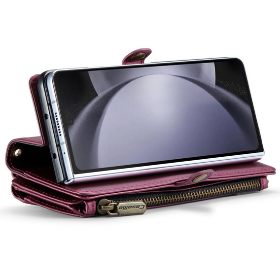 Tok CASEME Samsung Galaxy Z Fold6 5G, RFID Leather Wallet, vállpánttal, piros