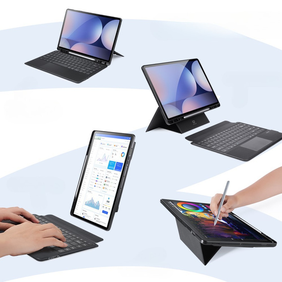 Billentyűzet tok Samsung Galaxy Tab S8 Ultra / S9 Ultra / S10 Ultra, Dux Ducis DK Series, fekete