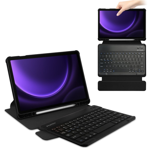 Billentyűzet tok Samsung Galaxy Tab S10 Lite / S10 FE / S9 FE, Rotary 360° Leather, fekete