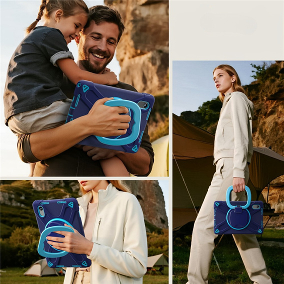 Gyerek tok Lenovo Tab M11, páncélozott, pánttal, tengerészkék / zöld