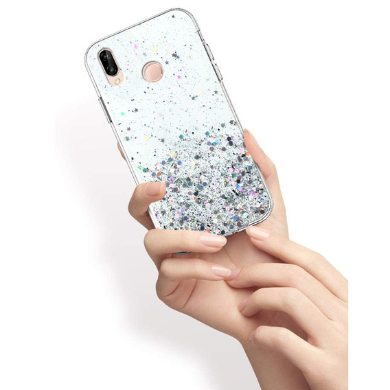Telefontok a Huawei P20 Lite, Glittery, átlátszó
