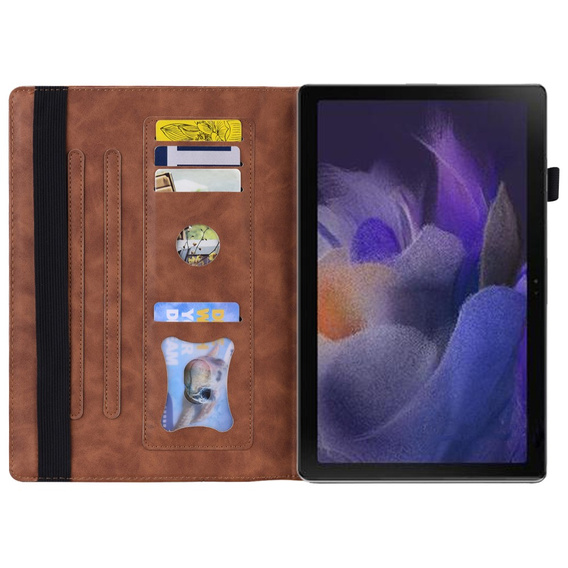 Tok Samsung Galaxy Tab A8 10.5 SM-X200 SM-X205, Classic, tolltartóval, barna