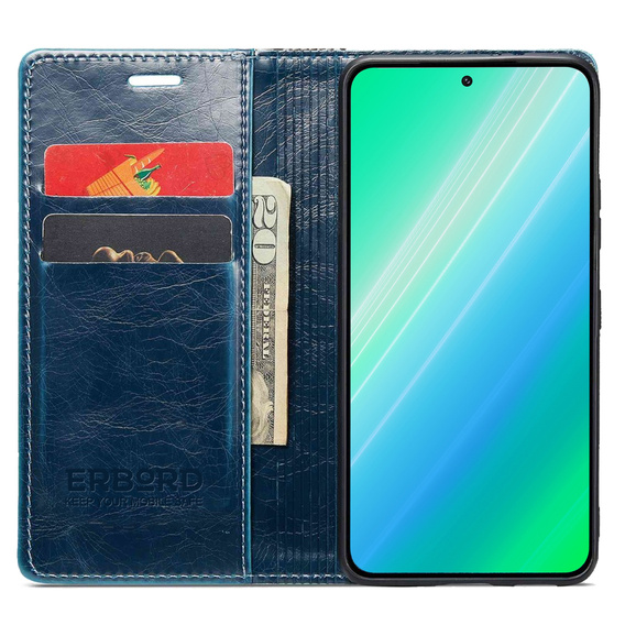 Pattintható tok a Samsung Galaxy S23, ERBORD Waxy Wallet, kék