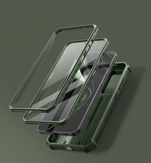 Páncélozott tok a Samsung Galaxy S25+ Plus, Dexnor Full Body (Two Frames), zöld