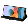 Pattintható tok a Samsung Galaxy A35 5G, Wallet Zipper Pocket Glittery, fekete
