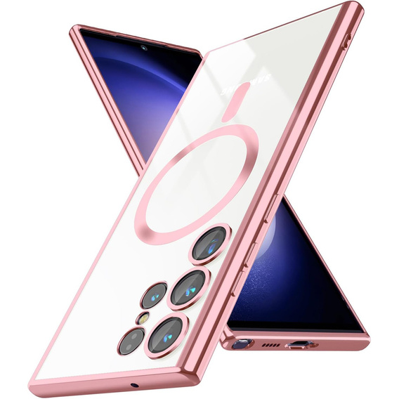 Tok Samsung Galaxy S24 Ultra-hoz, Electro MagSafe, rózsaszín rose gold+ Teljes ragasztó kerámia üveg