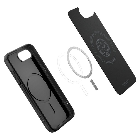 A Spigen tok iPhone 16E, Liquid Air, fekete + 9H edzett üveghez