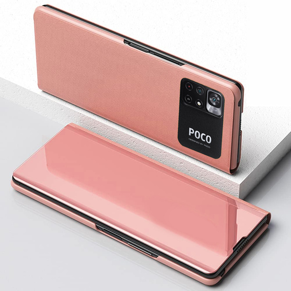 Telefontok a Xiaomi Poco M4 Pro 4G, Clear View, rózsaszín rose gold