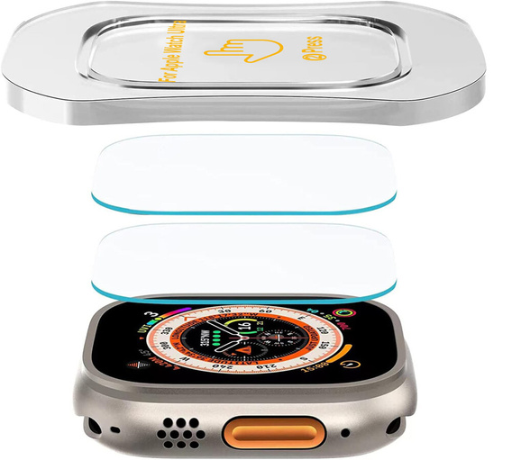 2x edzett üveg ERBORD rögzítőkerettel az Apple Watch Ultra 1/2/3 49mm-es órájához