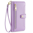 Pattintható tok a Xiaomi Poco F6 Pro, Wallet Zipper Pocket, lila