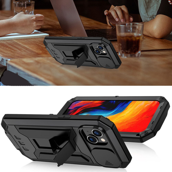 Páncélozott tok a iPhone 14, R-JUST CamShield Slide, fekete