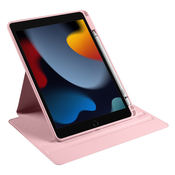Tok iPad 10.2" 2021/2020/2019 (9/8/7 gen.), tolltartóval, 360°-os forgatható, rózsaszín