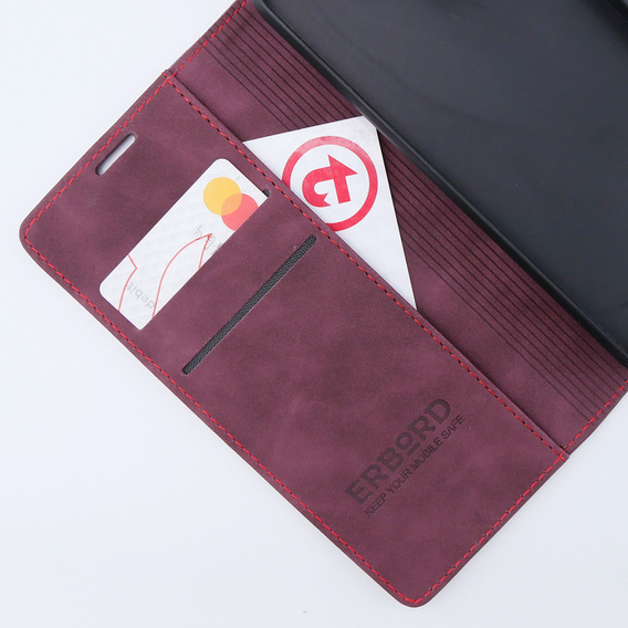 Telefontok a Motorola Moto G53, ERBORD Vintage, pénztárca patenttal, piros