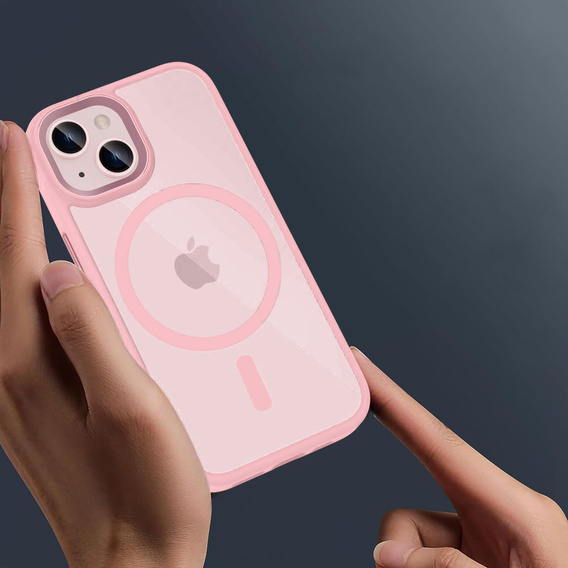 Tok iPhone 14-hoz, MagSafe, ERBORD Matt Case, rózsaszín + képernyőüveg