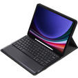 Tok + billentyűzet Samsung Galaxy Tab S9+, Leather Pen Slot, fekete