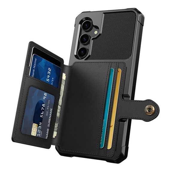 Tok Samsung Galaxy S23 FE, Card Holder Kickstand, fekete