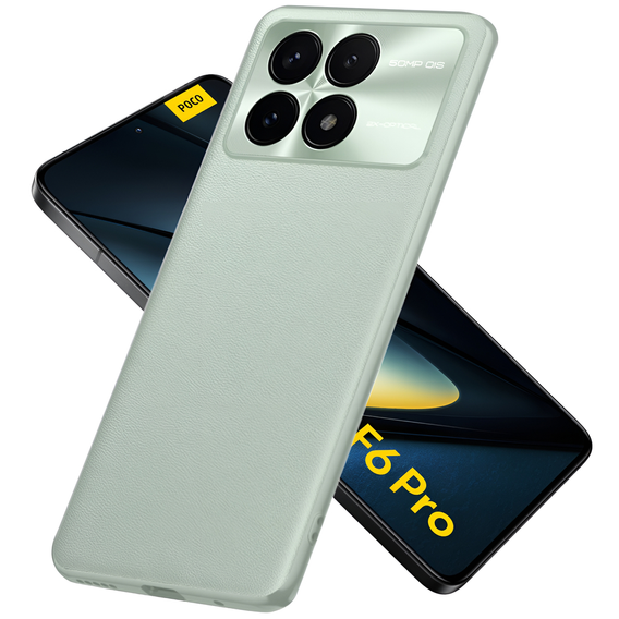 Bőr tok Xiaomi Poco F6 Pro, leather hybrid, zöld