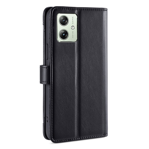 Pattintható tok a Motorola Moto G54 5G, Wallet Zipper Pocket, fekete