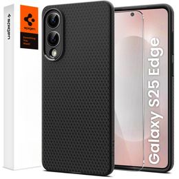 A Spigen tok Samsung Galaxy S25 Edge, Liquid Air, fekete + 9H edzett üveghez