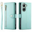 Pattintható tok a Xiaomi Poco X7 Pro 5G, Wallet Zipper Pocket, zöld