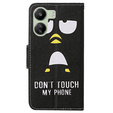 Pattintható tok a Xiaomi Redmi 13C / Poco C65, Wallet, Don't Touch My Phone, fekete