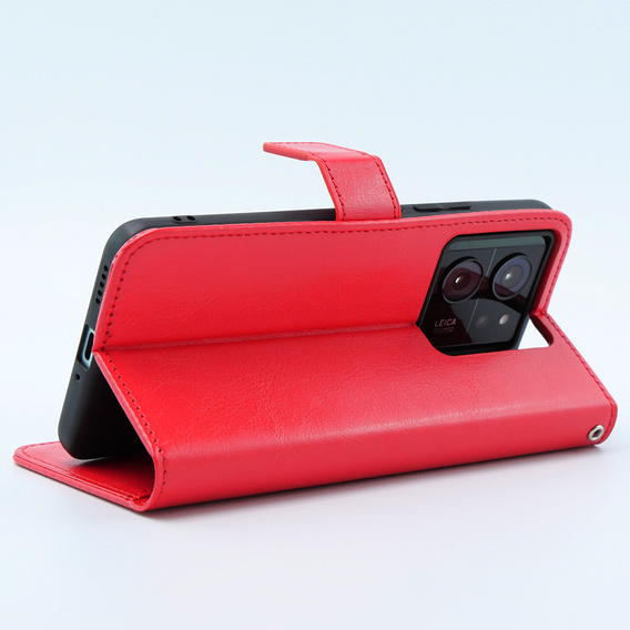 Pattintható tok a Xiaomi 13T / 13T Pro, Crazy Horse Wallet, piros