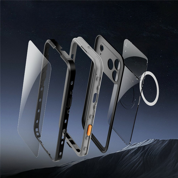 Tok iPhone 17 Pro Max készülékhez, IP68 vízálló, SHELLBOX MagSafe, fekete