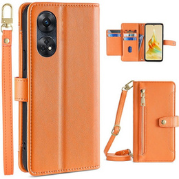 Pattintható tok a Oppo Reno8 T 4G, Wallet Zipper Pocket, narancssárga