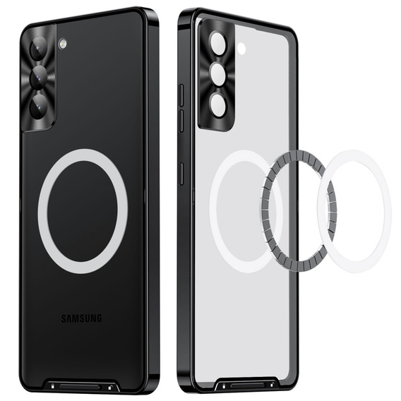 Kameravédő tok Samsung Galaxy S21, CamShield MagSafe, átlátszó / fekete