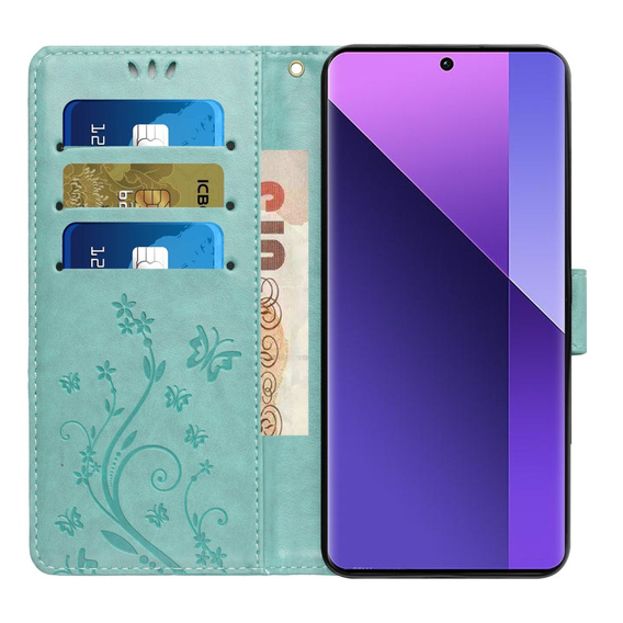 Pattintható tok a Xiaomi Redmi Note 13 Pro+, Butterfly, világoskék