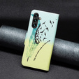 Pattintható tok a Samsung Galaxy A55 5G, Wallet, Feather, kék