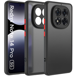 Szilikon tok Xiaomi Redmi Note 14 Pro 5G /  Poco X7 5G, kamera védelemmel, átlátszó / fekete + 9H edzett üveg