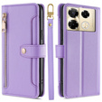 Pattintható tok a Infinix Note 40 Pro, Wallet Zipper Pocket, lila