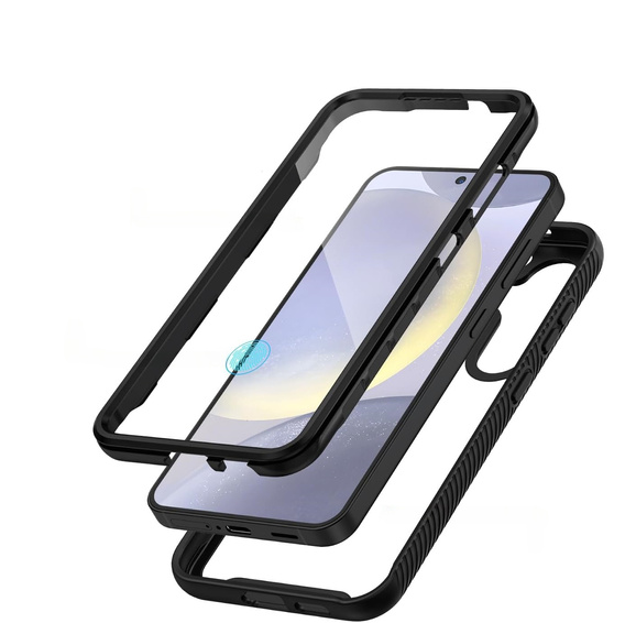 Tok Samsung Galaxy S24 készülékhez, Shockproof, fóliával, fekete