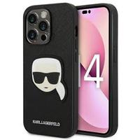 Karl Lagerfeld Telefontok a iPhone 14 Pro Max, Saffiano Karl's Head Patch, fekete